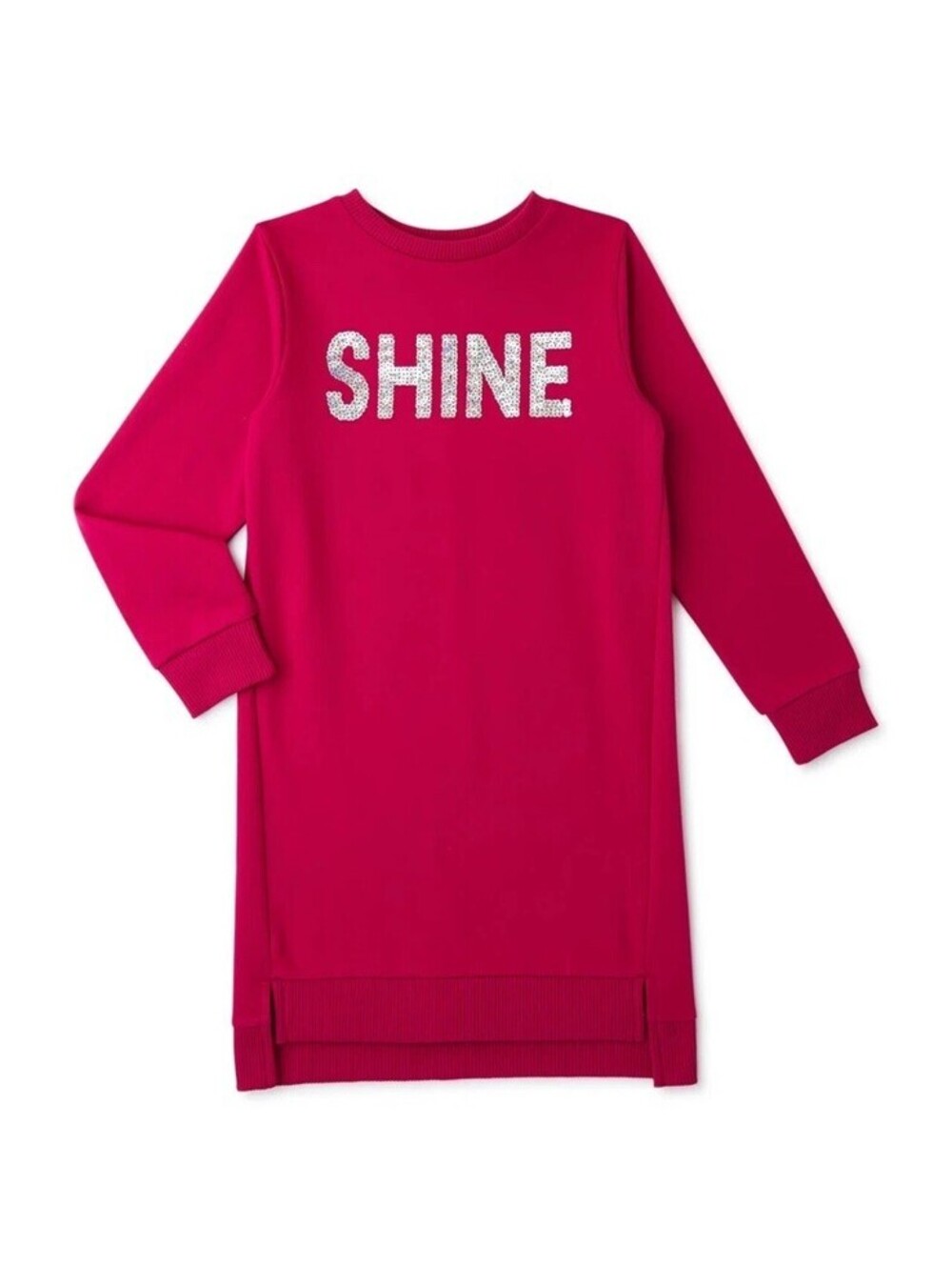 Wonder Nation Girls Long Sleeve Sweatshirt Dress-Shine XL (14/16) Plus-NWT Pink